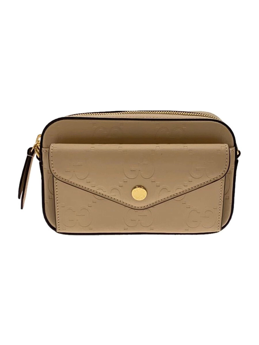 Gucci Jumbo GG Embossed Pocket Super Crossbody Bag snap flap Cream